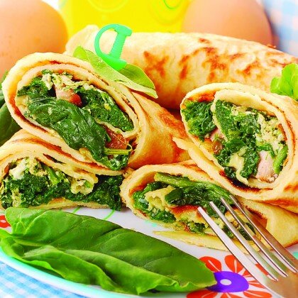 Блинчики с яйцом и зеленым луком