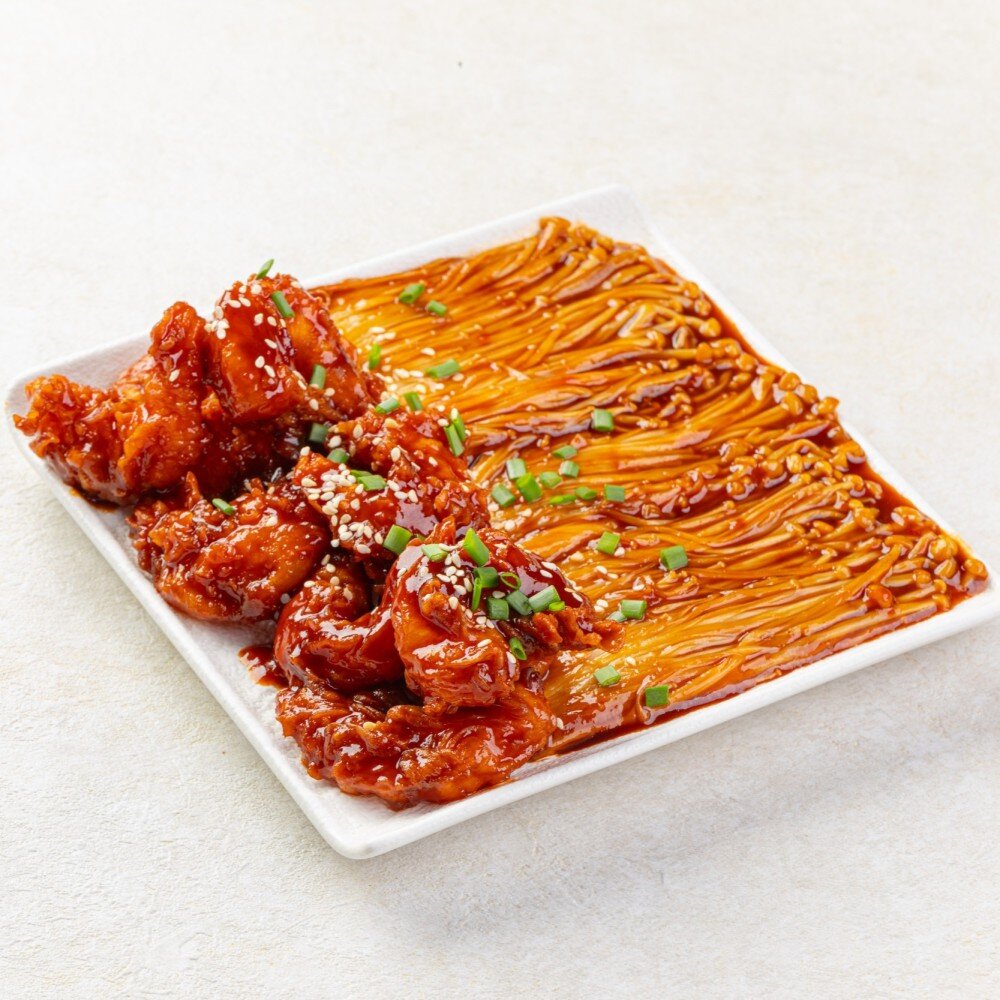 Эноки с креветками яннём