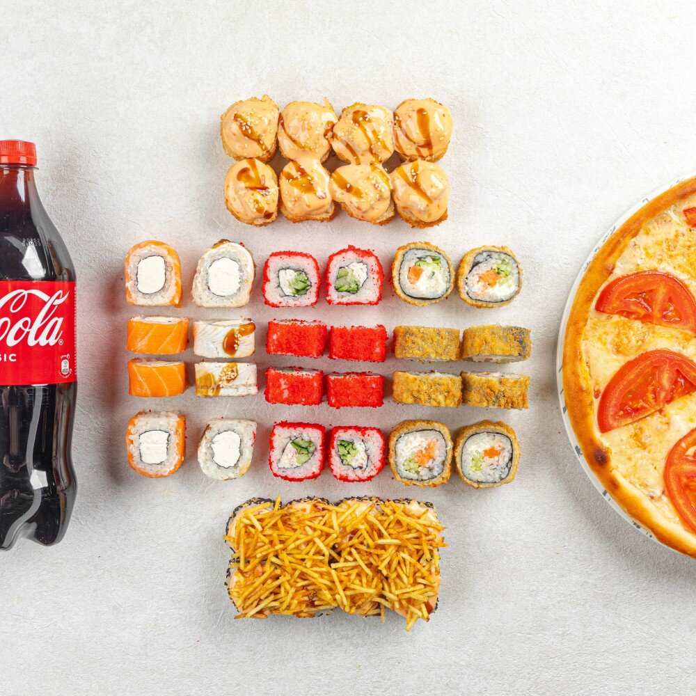 Сет №1 - 40 шт + пицца «Маргарита» в подарок + 1л Coca-cola  в подарок