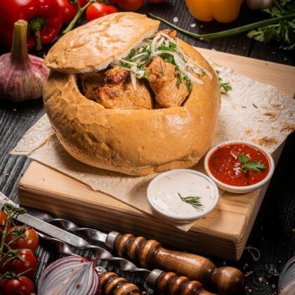 Шашлык «Курица в булке по-горски»