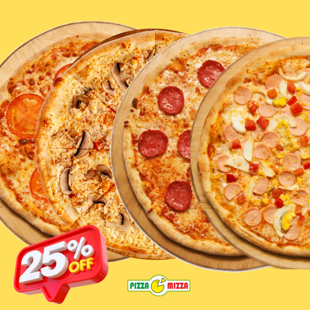 4 пиццы  с 25% скидкой  (Аль - капоне, Палермо, Пепперони, Маргарита)