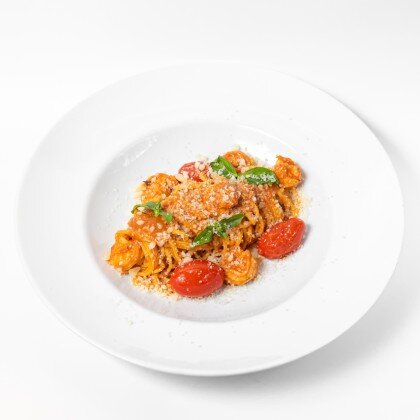 Жолбарыс асшаяндары бар спагетти