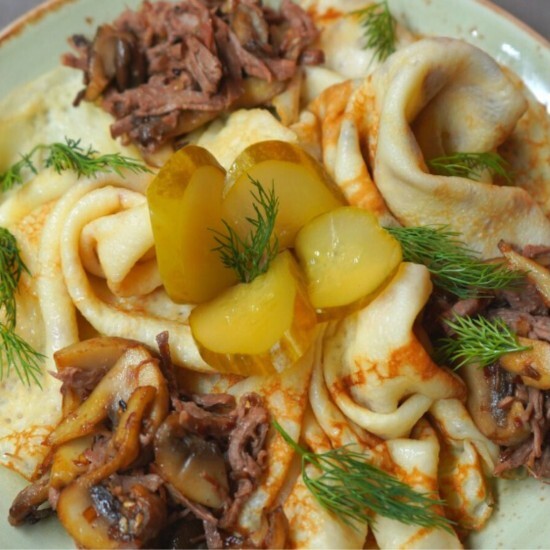 Блины с рваным мясом