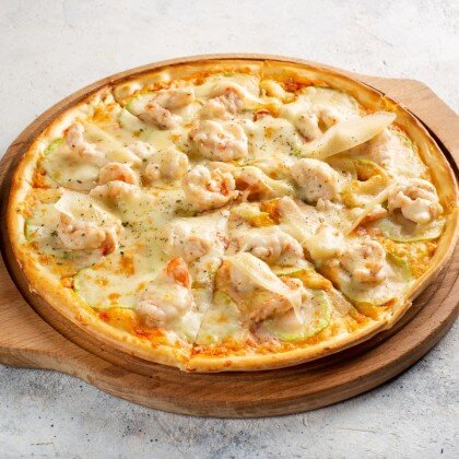 Пицца с креветками