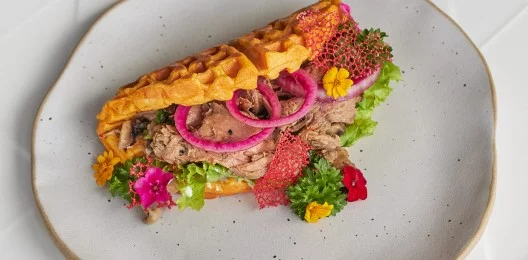 Protein Waffle Sandwich with Roasted Beef (GF, LF, SF)