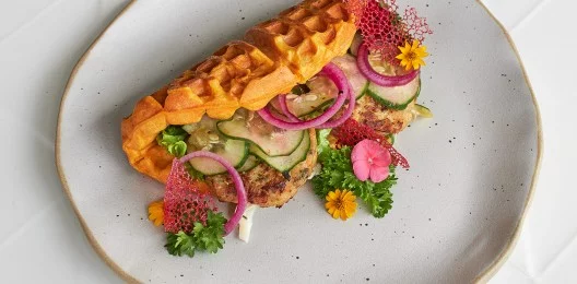 Protein Waffle with Chicken Patty (GF, LF, SF)