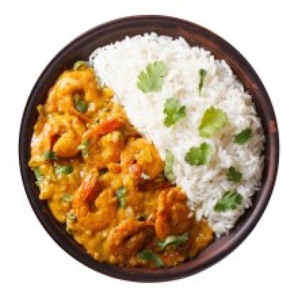 Մանրածովախեցգետին կարի բրինձ բանջարեղենով