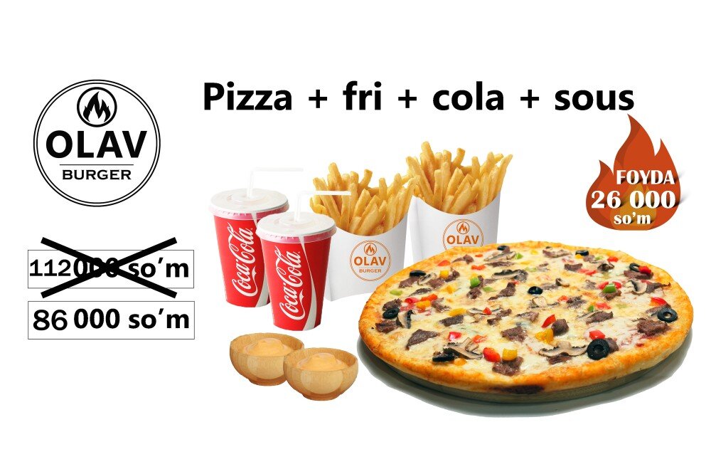 Pizza + fri cola +sous