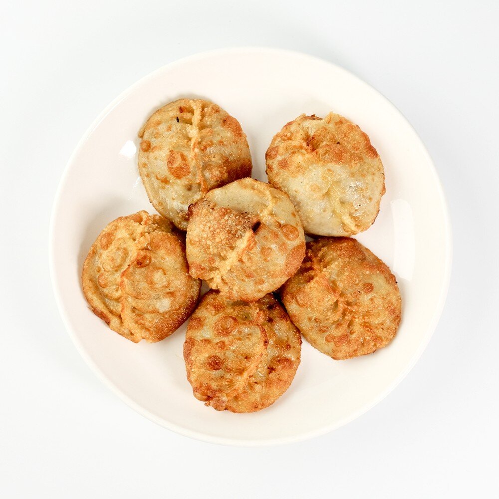 Манты жареные с мясом и картофелем