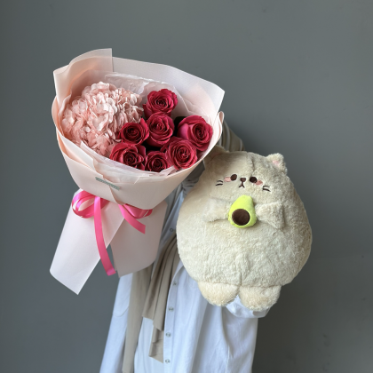 Сборный букет + мягкая игрушка