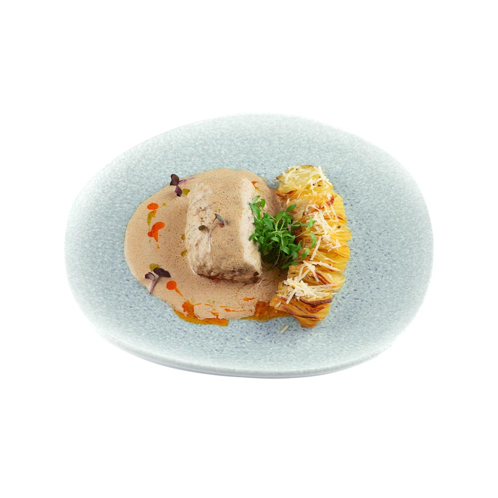 Стейк с картофельным гратеном