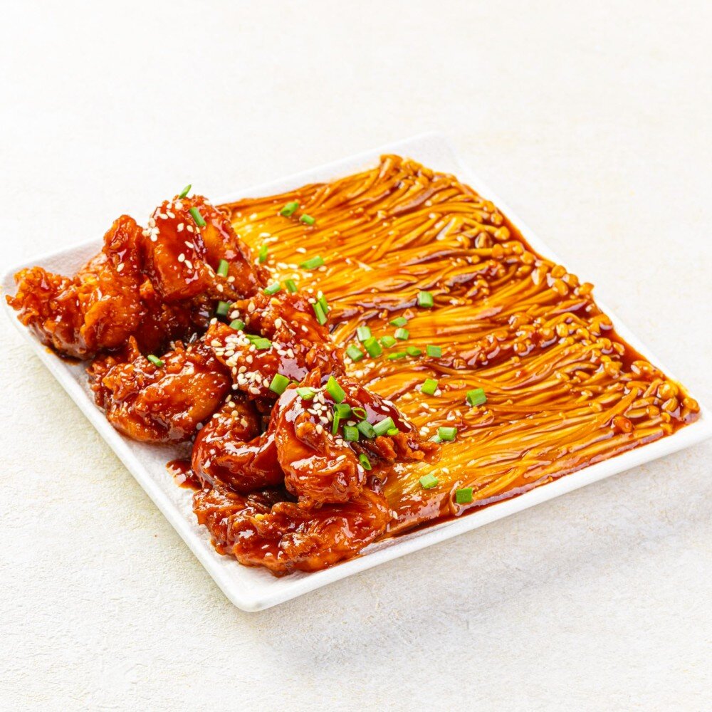 Эноки с креветками яннём