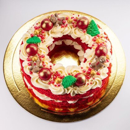 Торт Красный бархат "Новогодний венок"