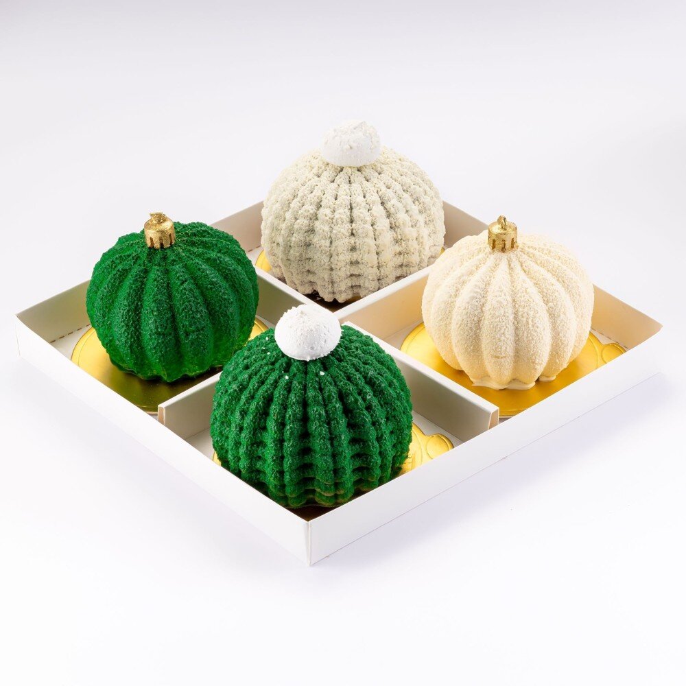 Набор из 4 шт "Елочные игрушки и Шапочки" муссовые пирожные