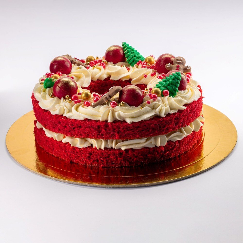 Торт Красный бархат "Новогодний венок"