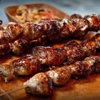 Шашлык печень в оболочке