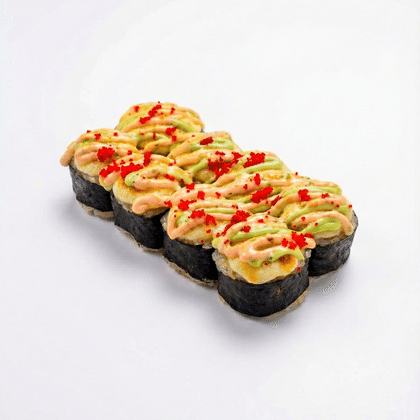 Запечённый ролл с копчёным лососем и моцареллой