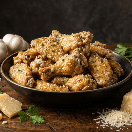 Крылья в чесночно пармезановом соусе 20шт