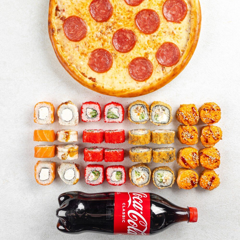 Сет №3 - 32 шт + пицца  «Пепперони» и 1л Coca-cola в подарок