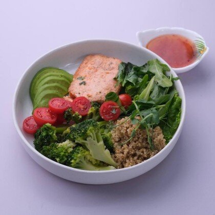 Фитнес тарелочка с запеченным лососем