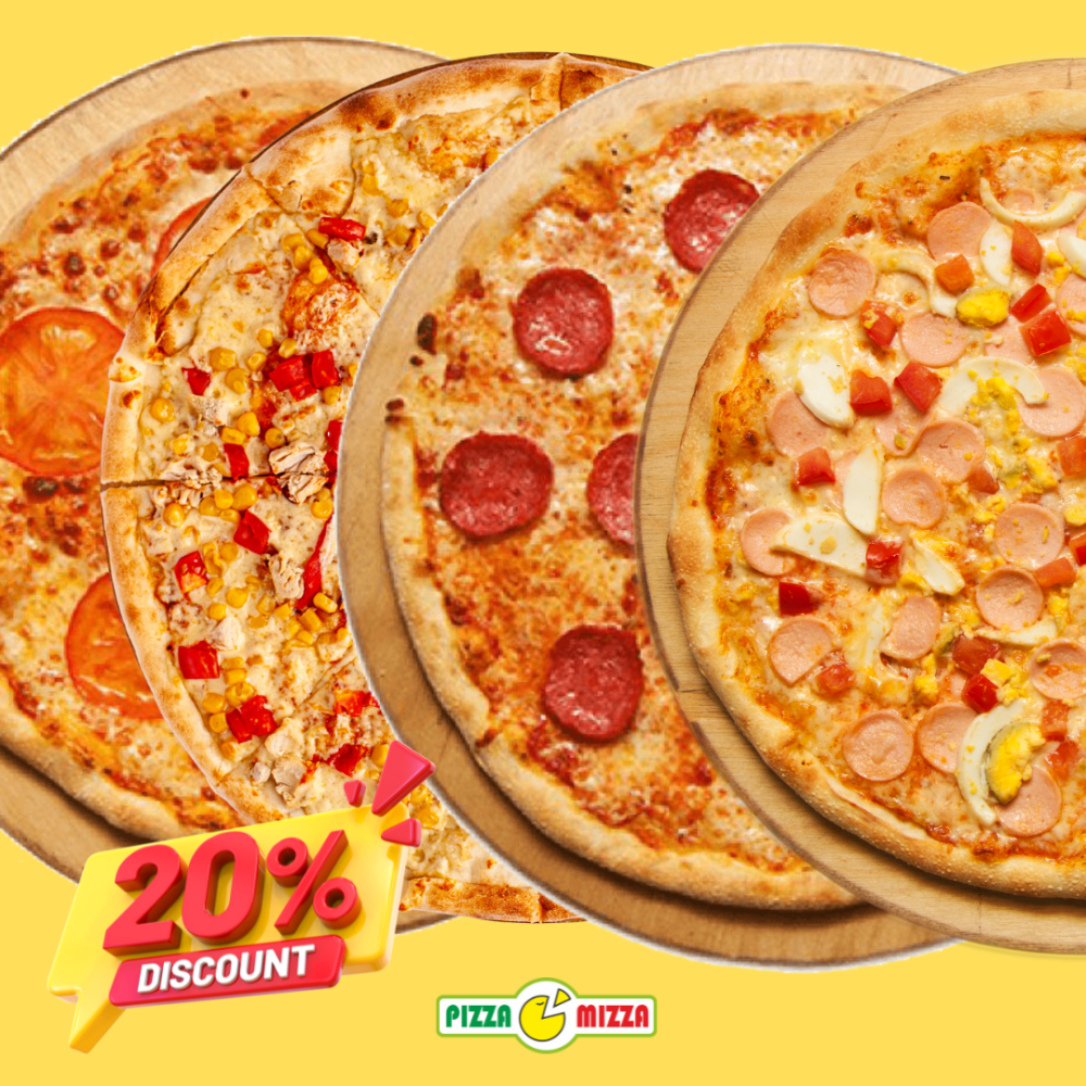 4 пиццы  с 20% скидкой  (Аль - капоне, Палермо, Пепперони, Маргарита)