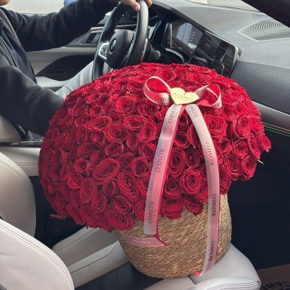 Премиум красные розы в кашпо