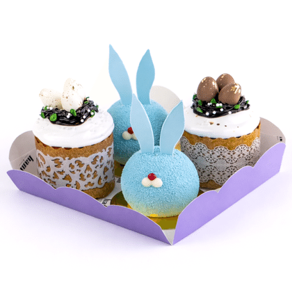 Набор мини Куличей "Ассорти ваниль и шоко с Зайчиками" 4 шт