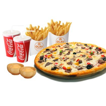 Pizza + fri cola +sous