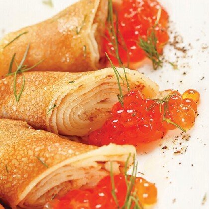 Блинчики с красной икрой